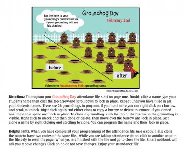 Smartboard Groundhog Animated Attendance