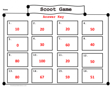Rounding to the Nearest Ten Scoot Game or Math Center