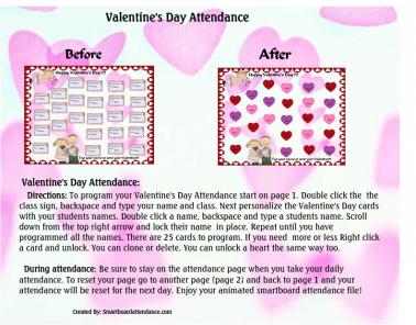 Valentine's Day Smartboard Attendance