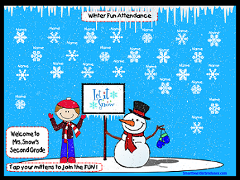 Let It Snow Animated Smartboard Attendance, Real Falling Snow Action!