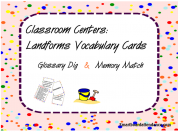 Land forms Glossary Dig and Memory Match Activity Center