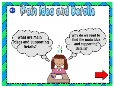 Main Idea and Supporting Details Smartboard Leasson and Activity