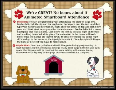 We're GREAT ! No Bones About It Animated Smartboard Attendance