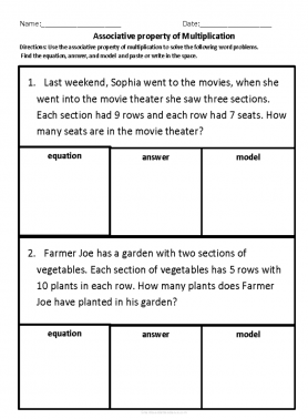 Associative Property of Multiplication Word Problems Math ...