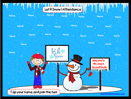 Let It Snow! Animated Smartboard Attendance - Smartboard Attendance.Com