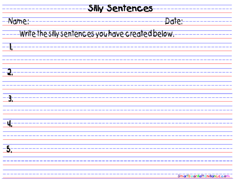 Silly Sentences Smartboard Activity and Literacy Center - Smartboard ...